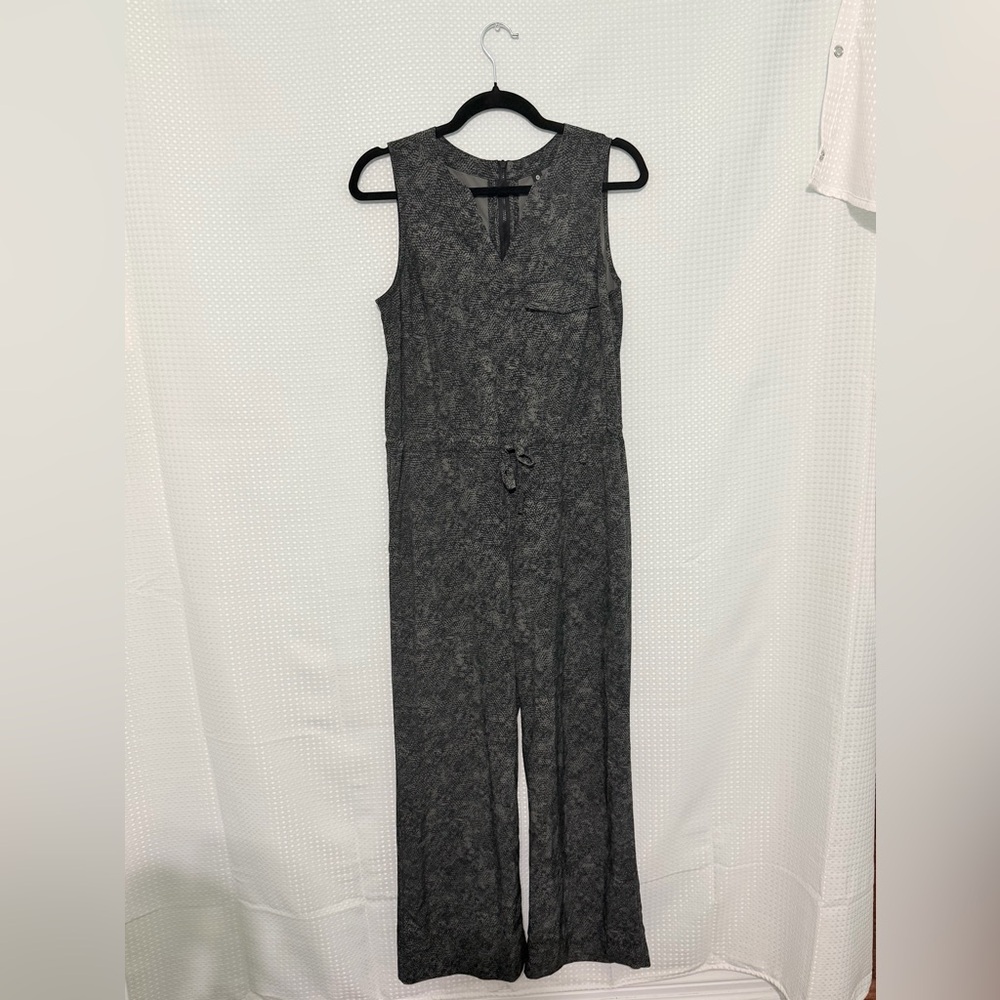 Athleta Topanga Printed Jumpsuit Viper Black Adjustable Waist Pockets Size S - Picture 5 of 8